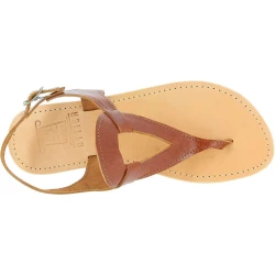 Sandalias para mujer en forma de gota hechas a mano en piel de becerro marrón