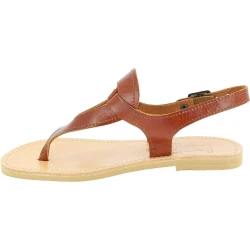 Sandales tongs pour femme en forme de goutte faites à la main en cuir de veau marron