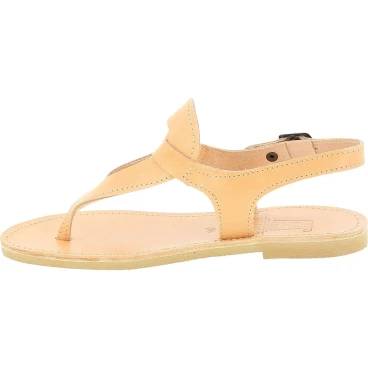 Sandales tongs pour femme en forme de goutte faites à la main en cuir de veau nude