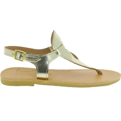 Sandales tongs pour femme en forme de goutte faites à la main en cuir de veau laminé or