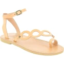 Sandalias planas para mujer con círculos hechas a mano en piel de becerro color nude