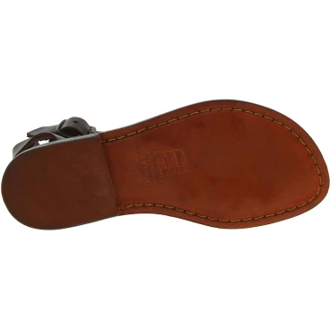 Sandalias de cuero hecho a mano en cuero marrón para lenceria