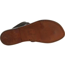 Women's dark brown leather strappy sandals handmade in Italy