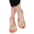 Women's thong sandals with circles handmade in gold laminated calfskin
