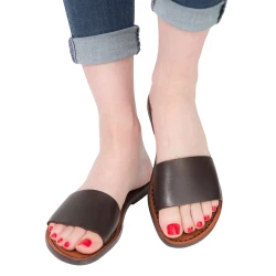 Italienische slipper für Frauen aus dunkelbraun Leder