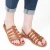 Leather thong sandals for women in cuir color leather