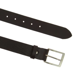 Vegetable tanned dark brown leather belt with metal buckle