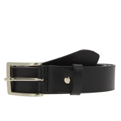 Ceinture en cuir noir au tannage végétal avec boucle en métal