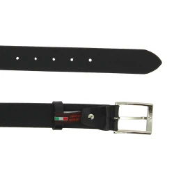 Ceinture en cuir noir au tannage végétal avec boucle en métal