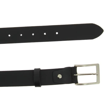 Ceinture en cuir noir au tannage végétal avec boucle en métal