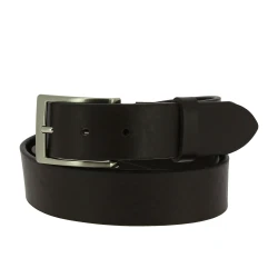 Black vegetable tanned leather belt with metal buckle