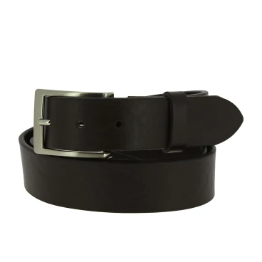 Ceinture en cuir noir au tannage végétal avec boucle en métal