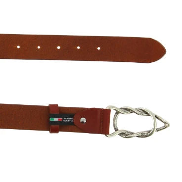 Vegetable tanned leather belt with casual metal buckle