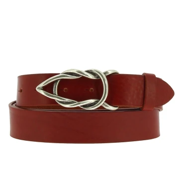 Vegetable tanned leather belt with casual metal buckle