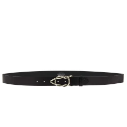 Ceinture en cuir de taureau noir avec boucle en métal