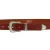 Brauner Ledergürtel mit gravierter Metallschnalle und Spitze