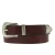 Ceinture en cuir marron foncé avec boucle et pointe en métal gravé