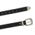 Black leather belt with engraved metal buckle and tip