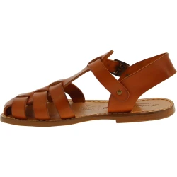 Braune Damen-Sandalen aus echtem Leder in Italien von Handgefertigt