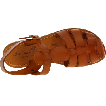 Braune Damen-Sandalen aus echtem Leder in Italien von Handgefertigt