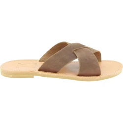 Sandales pour homme à bandes croisées en cuir nubuck marron foncé