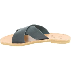 Men's slipper sandals with crossed bands in dark brown nubuck leather