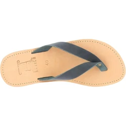 Men's handmade slip-on thong sandals in black nubuck leather
