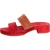 Sabot da donna rosso in legno artigianali con fascia in rafia e pelle
