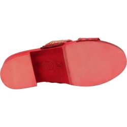 Rot Mules für Damen mit Bastband und Leder Handgefertigte