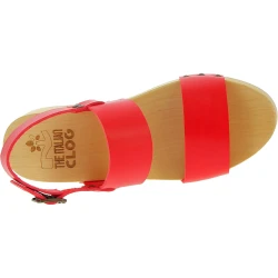 Clogs holz Damen mit rot Lederband Handgefertigte
