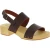 Zoccoli donna in legno con fasce in pelle marrone scuro