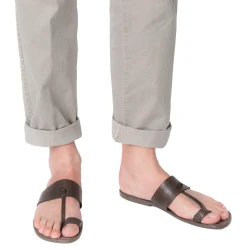 Sandals tong cuir couleur boue pour homme artisanales
