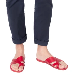Tongs en cuir rouge pour homme fait à la main en Italie