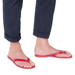 Red leather thongs sandals for men Handmade