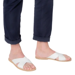 Zapatillas de hombre de cuero blanco hechas a mano en Italia