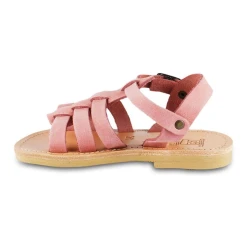 Attica Persephone Sandales gladiateur pour enfant en cuir nubuck marron faits à la main en Grèce