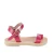 Sandales tongs pour fille en cuir de veau fuchsia avec fermeture à boucle