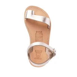 Sandales tongs pour fille en cuir de veau fuchsia avec fermeture à boucle