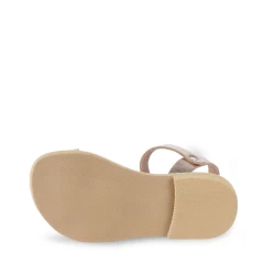 Sandales tongs pour fille en cuir de veau fuchsia avec fermeture à boucle