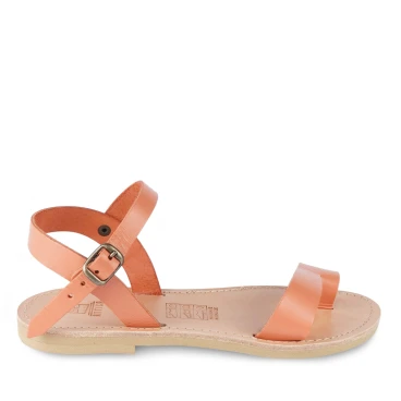 Sandales tongs pour fille en cuir de veau fuchsia avec fermeture à boucle