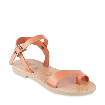 Girl's thong sandals in fuchsia calfskin with buckle closure