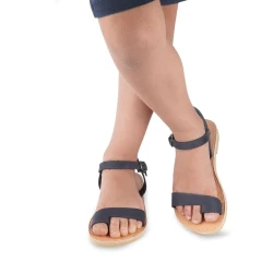 Mädchen sandalen aus fuchsiafarbenem Kalbsleder mit Schnallen verschluss