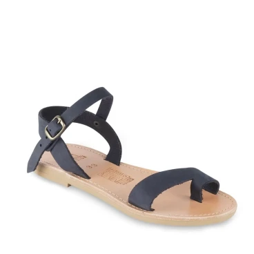 Girl's thong sandals in fuchsia calfskin with buckle closure