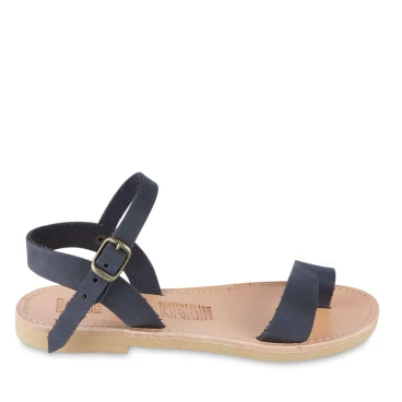 Sandales tongs pour fille en cuir de veau fuchsia avec fermeture à boucle