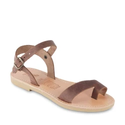 Girl's thong sandals in fuchsia calfskin with buckle closure