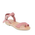 Sandalias para niña en piel nobuck rosa con cierre de hebilla