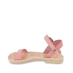 Sandales tongs pour fille en cuir de veau fuchsia avec fermeture à boucle