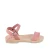 Girl's thong sandals in fuchsia calfskin with buckle closure