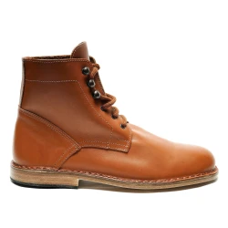 Women's tan leather ankle boots handmade in Italy