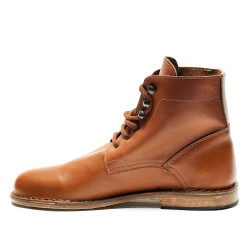 Women's tan leather ankle boots handmade in Italy